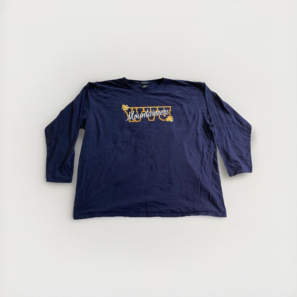 WVU West Virginia Mountaineers Long Sleeve Unisex Shirt Size 3X Plus Navy Blue